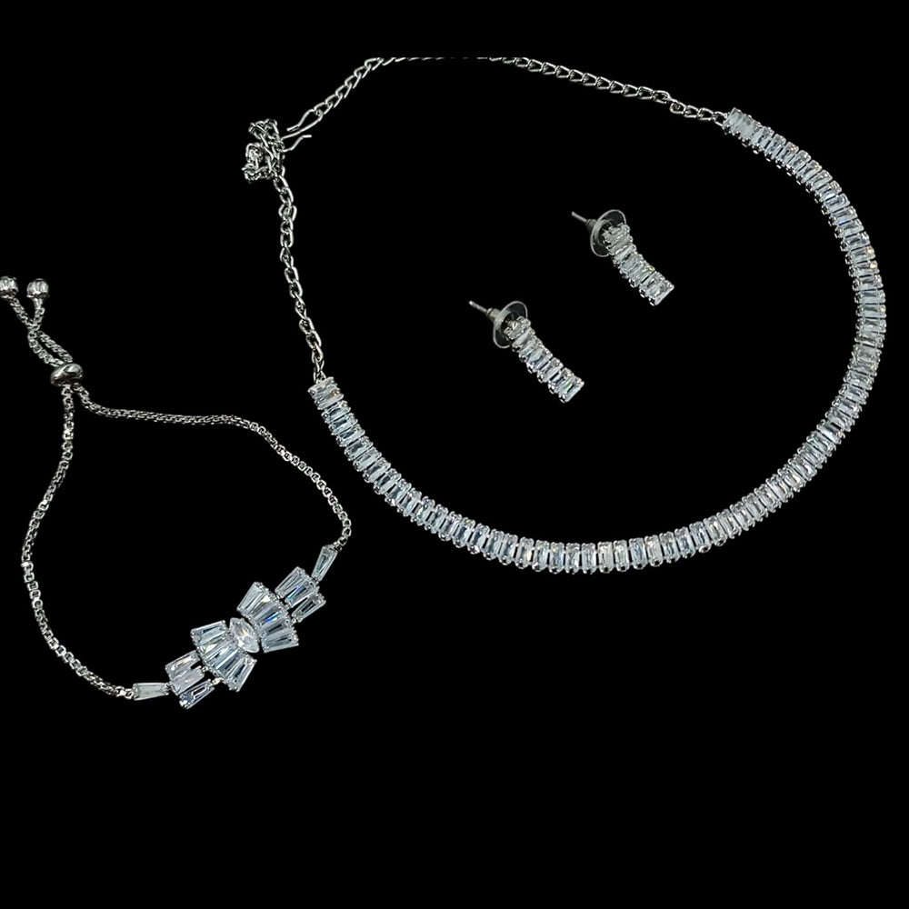 NAFJ Timeless Sparkle Crystal Stone Combo Necklace Set