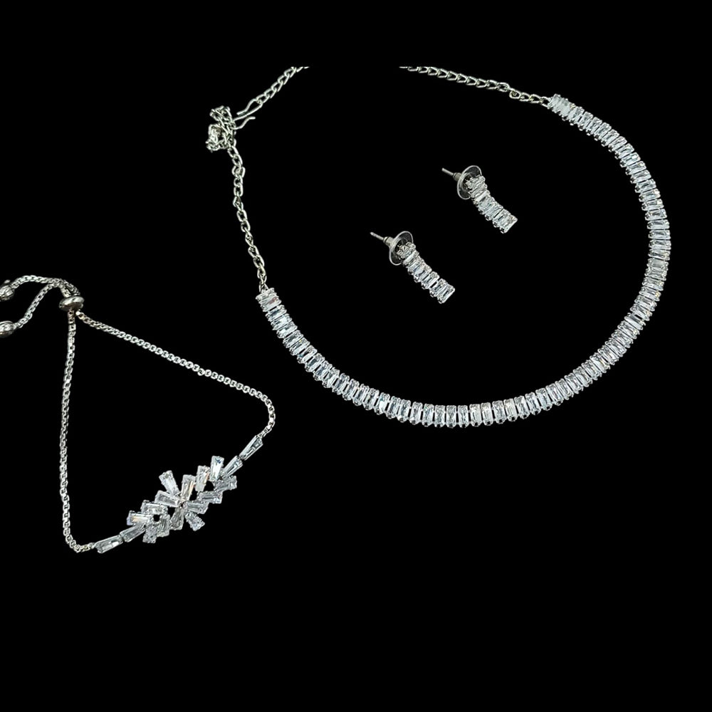 NAFJ Timeless Sparkle Crystal Stone Combo Necklace Set