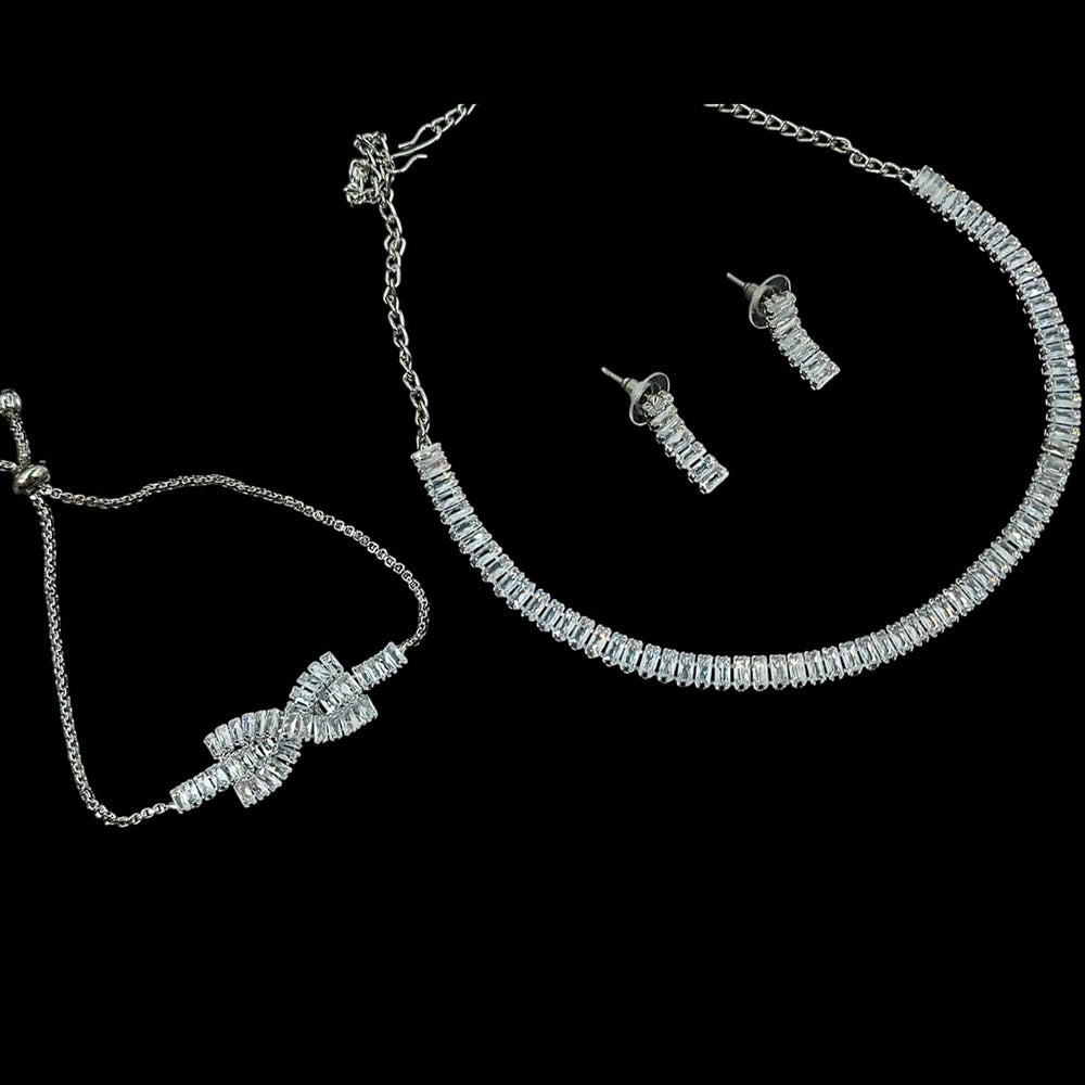 NAFJ Timeless Sparkle Crystal Stone Combo Necklace Set