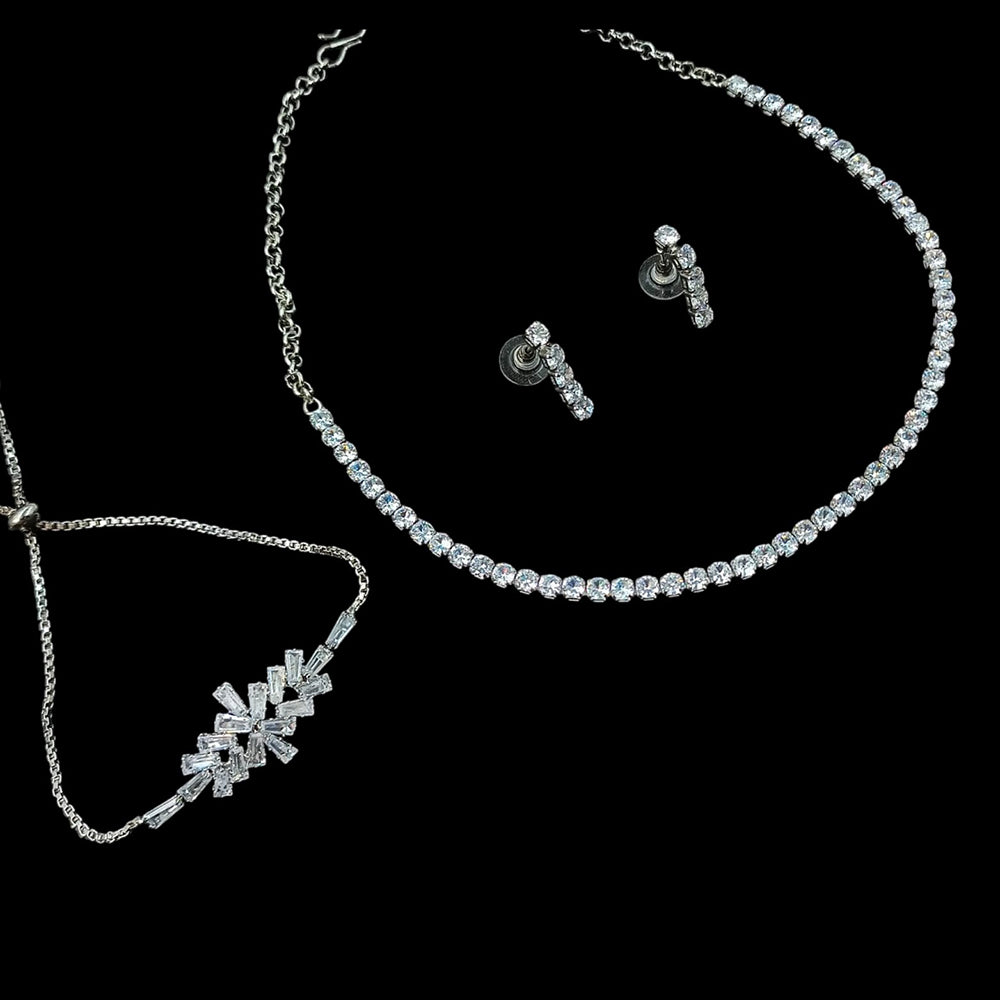 NAFJ Timeless Sparkle Crystal Stone Combo Necklace Set