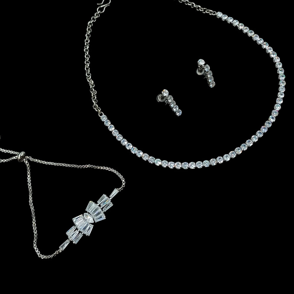 NAFJ Timeless Sparkle Crystal Stone Combo Necklace Set