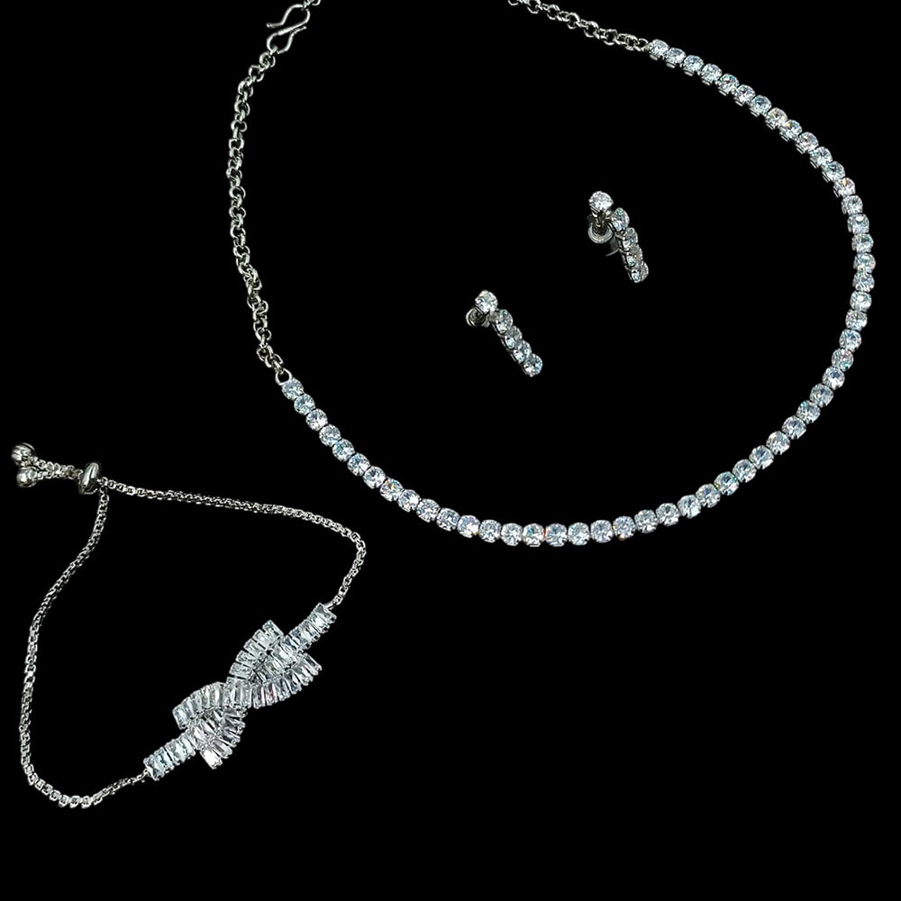 NAFJ Timeless Sparkle Crystal Stone Combo Necklace Set