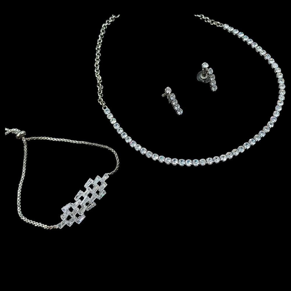 NAFJ Timeless Sparkle Crystal Stone Combo Necklace Set