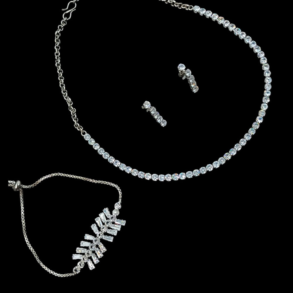 NAFJ Timeless Sparkle Crystal Stone Combo Necklace Set