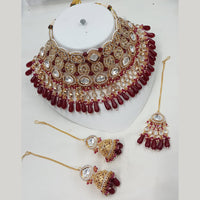 NAFJ Elegant Polki Kundan And Beads Choker Necklace Set