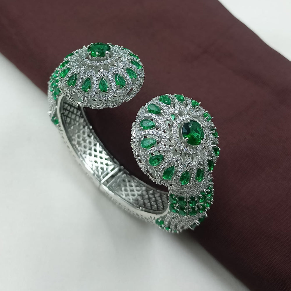NAFJ Fashionable Rhodium Plated American Diamond Delicate Openable Bracelet