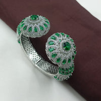 NAFJ Fashionable Rhodium Plated American Diamond Delicate Openable Bracelet