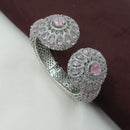 NAFJ Fashionable Rhodium Plated American Diamond Delicate Openable Bracelet