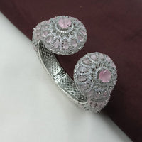 NAFJ Fashionable Rhodium Plated American Diamond Delicate Openable Bracelet