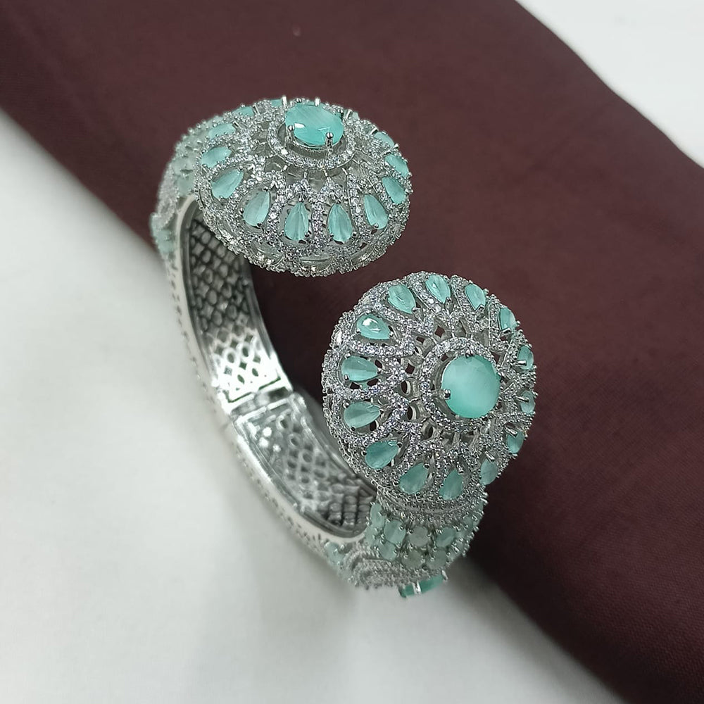 NAFJ Fashionable Rhodium Plated American Diamond Delicate Openable Bracelet