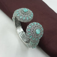 NAFJ Fashionable Rhodium Plated American Diamond Delicate Openable Bracelet
