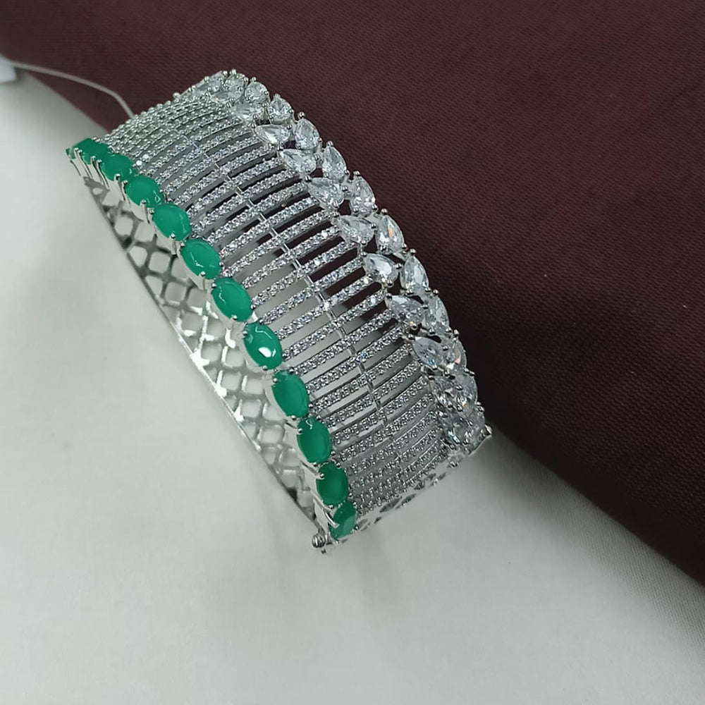 NAFJ Fashionable Rhodium Plated American Diamond Delicate Openable Bracelet