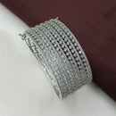 NAFJ Fashionable Rhodium Plated Austrian Stone Delicate Openable Bracelet 