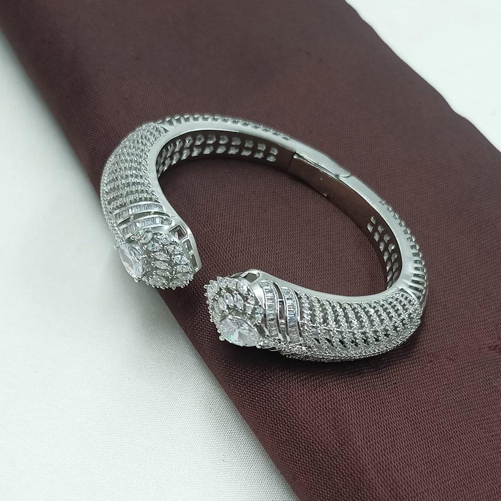 NAFJ Fashionable Rhodium Plated American Diamond Delicate Openable Bracelet