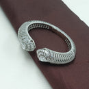NAFJ Fashionable Rhodium Plated American Diamond Delicate Openable Bracelet 