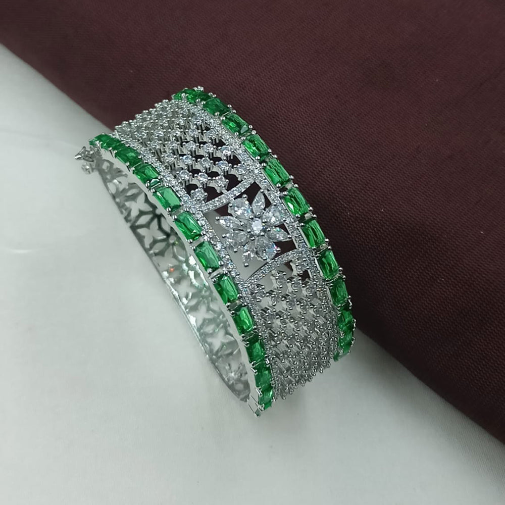 NAFJ Fashionable Rhodium Plated American Diamond Delicate Openable Bracelet
