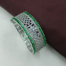 NAFJ Fashionable Rhodium Plated American Diamond Delicate Openable Bracelet 