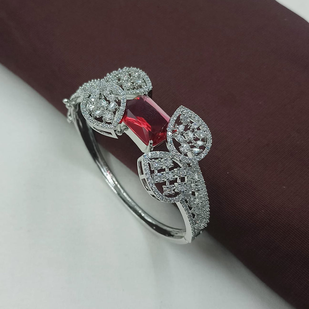 NAFJ Fashionable Rhodium Plated American Diamond Delicate Openable Bracelet