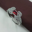 NAFJ Fashionable Rhodium Plated American Diamond Delicate Openable Bracelet 