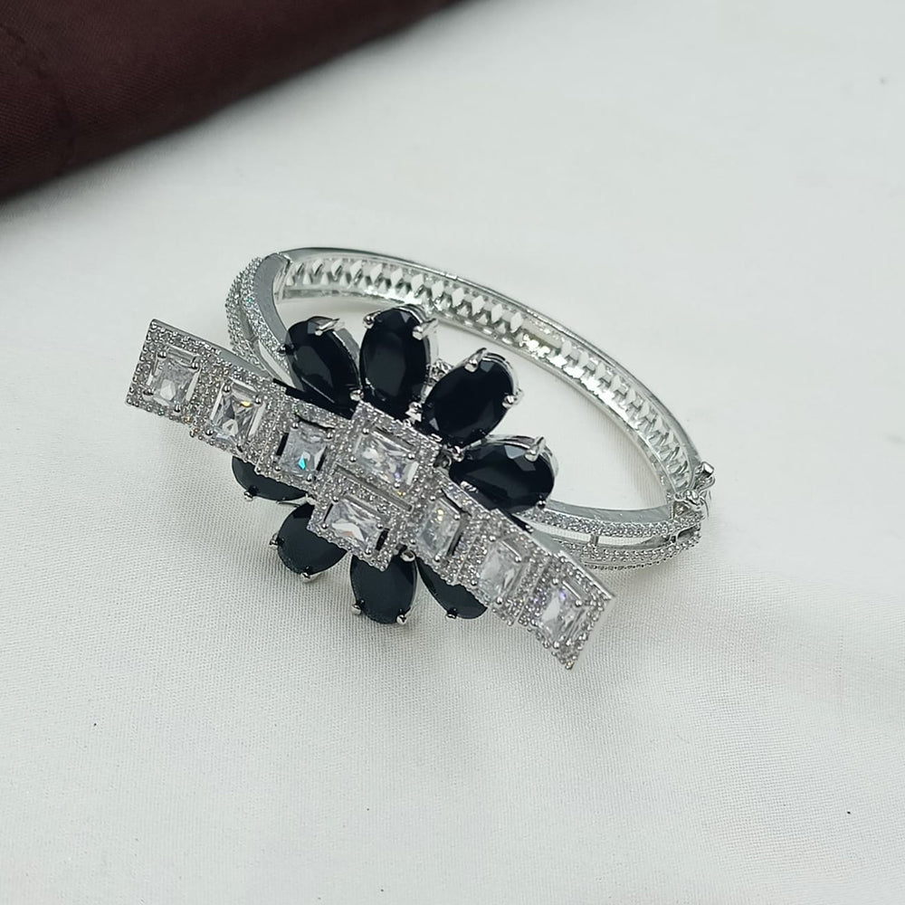 NAFJ Fashionable Rhodium Plated American Diamond Delicate Openable Bracelet
