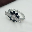 NAFJ Fashionable Rhodium Plated American Diamond Delicate Openable Bracelet 