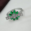 NAFJ Fashionable Rhodium Plated American Diamond Delicate Openable Bracelet