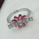 NAFJ Fashionable Rhodium Plated American Diamond Delicate Openable Bracelet