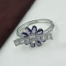 NAFJ Fashionable Rhodium Plated American Diamond Delicate Openable Bracelet