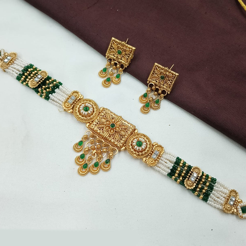 NAFJ Antique Choker with Pota Stone and Beads Necklace Set