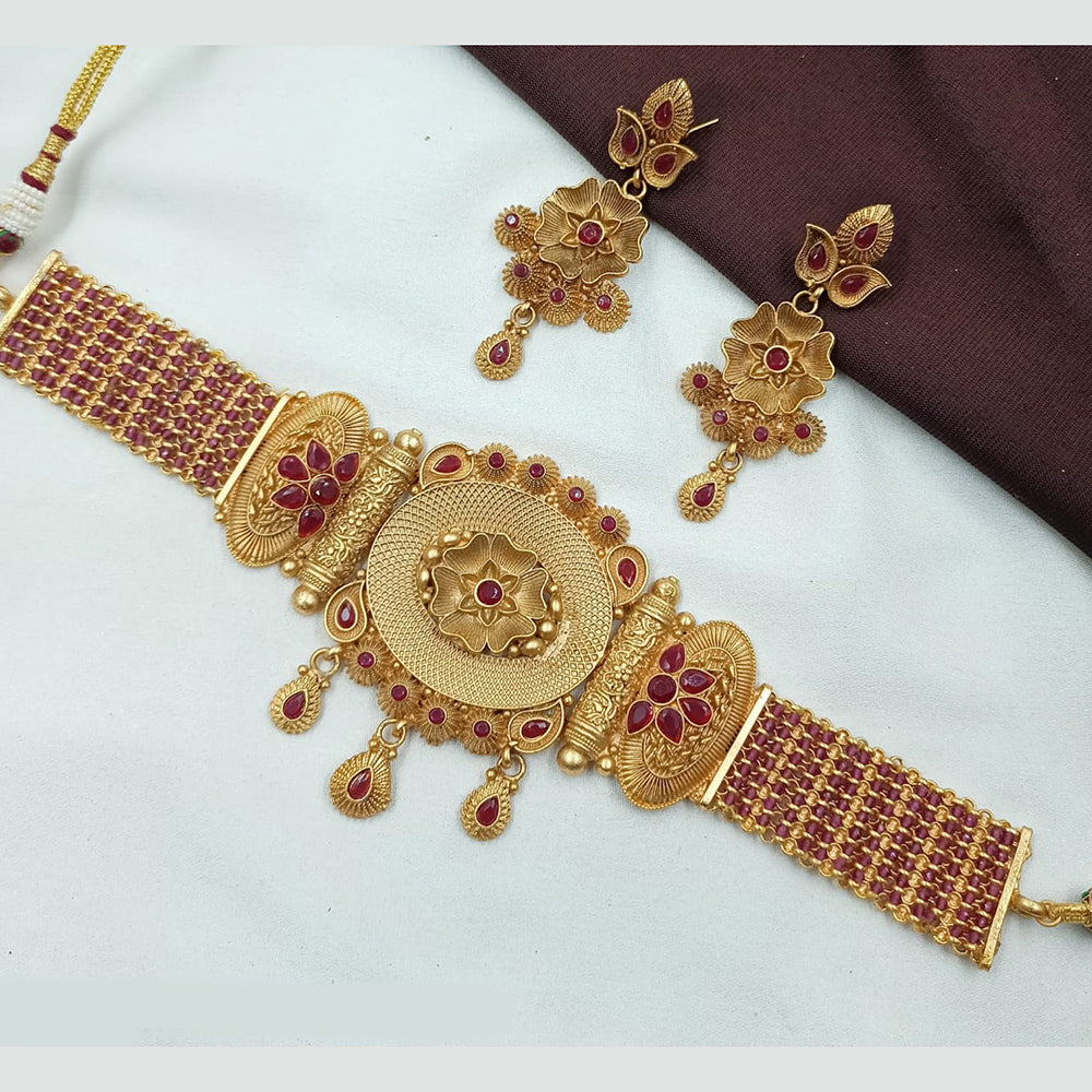 NAFJ Antique Choker with Pota Stone and Beads Necklace Set