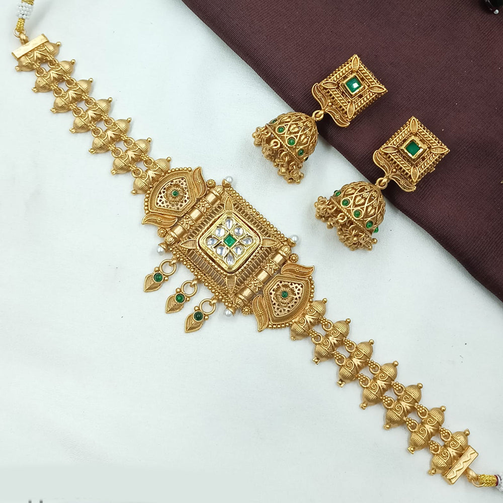 NAFJ Antique Choker with Pota Stone and Beads Necklace Set