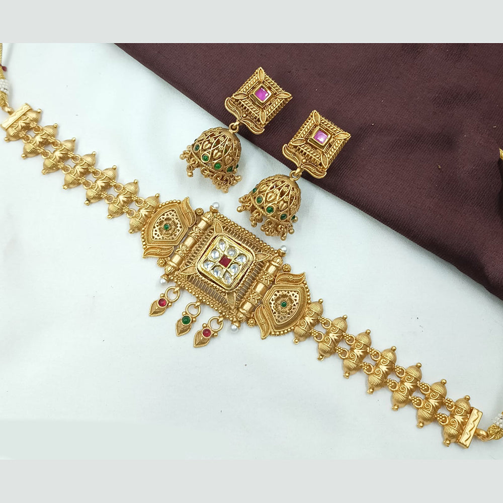 NAFJ Antique Choker with Pota Stone and Beads Necklace Set