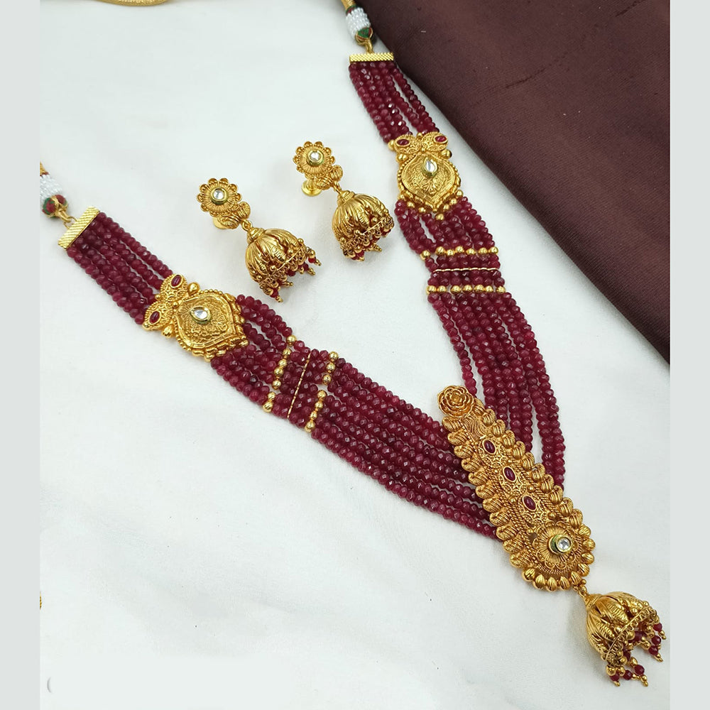 NAFJ Pota Stone And Pearl Long Necklace Set