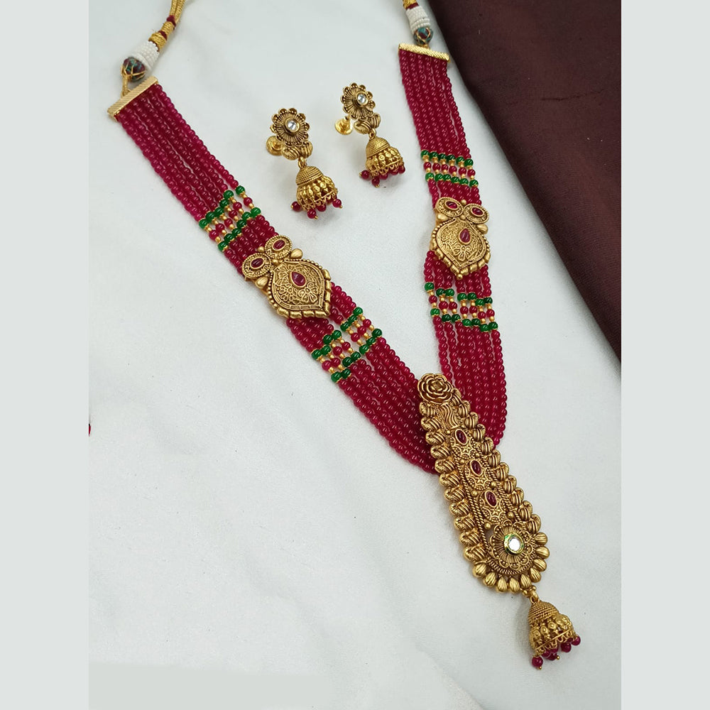 NAFJ Pota Stone And Pearl Long Necklace Set
