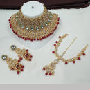 NAFJ Kundan and Pearls Choker with Matching Mangtikka Necklace Set