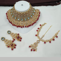 NAFJ Kundan and Pearls Choker with Matching Mangtikka Necklace Set