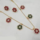 NAFJ Floral Pota Stone and Pearl  Long Necklace Set