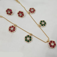 NAFJ Floral Pota Stone and Pearl  Long Necklace Set
