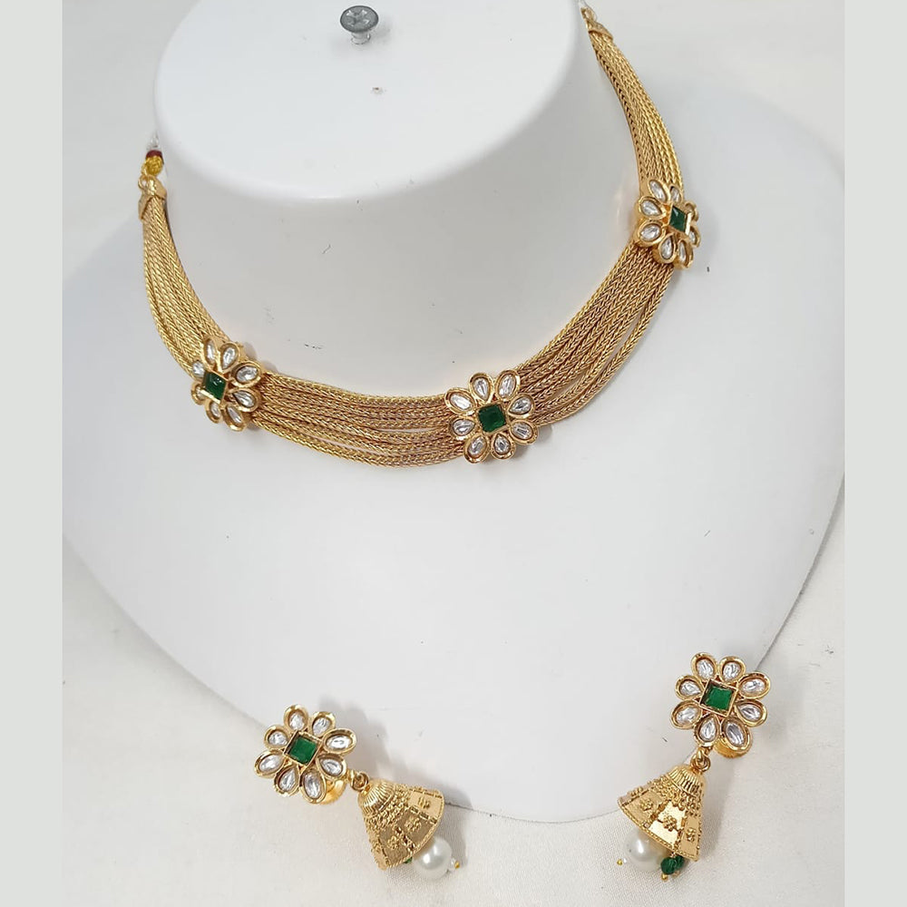 NAFJ Elegance Kundan and Pota Stone Necklace Set