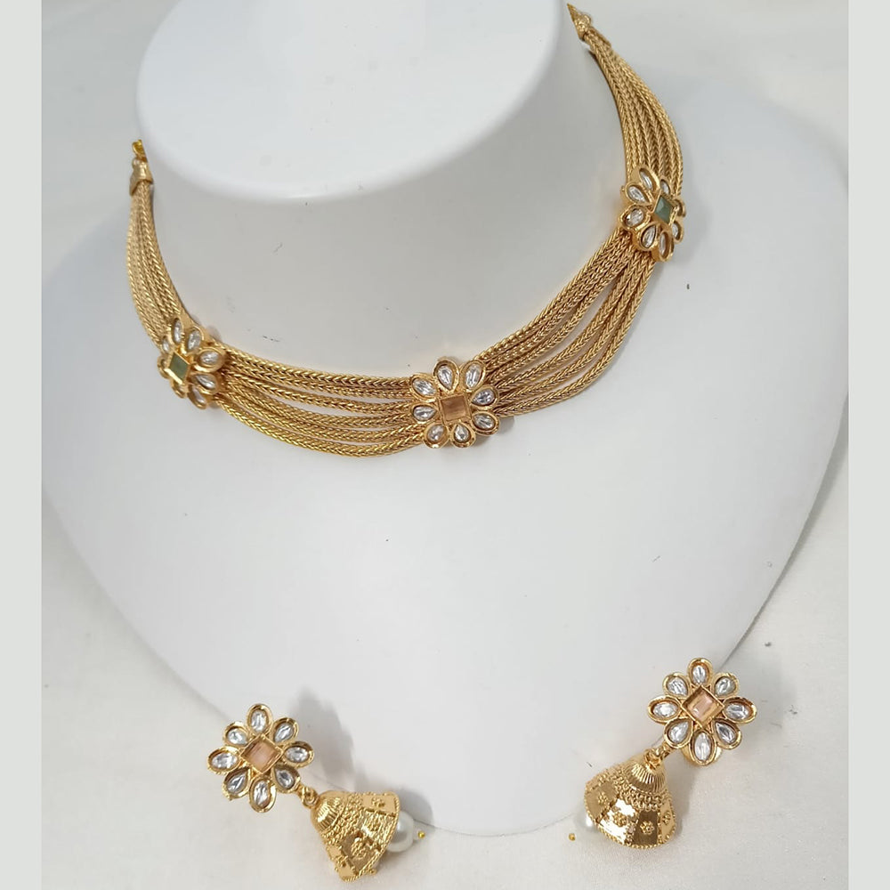 NAFJ Elegance Kundan and Pota Stone Necklace Set
