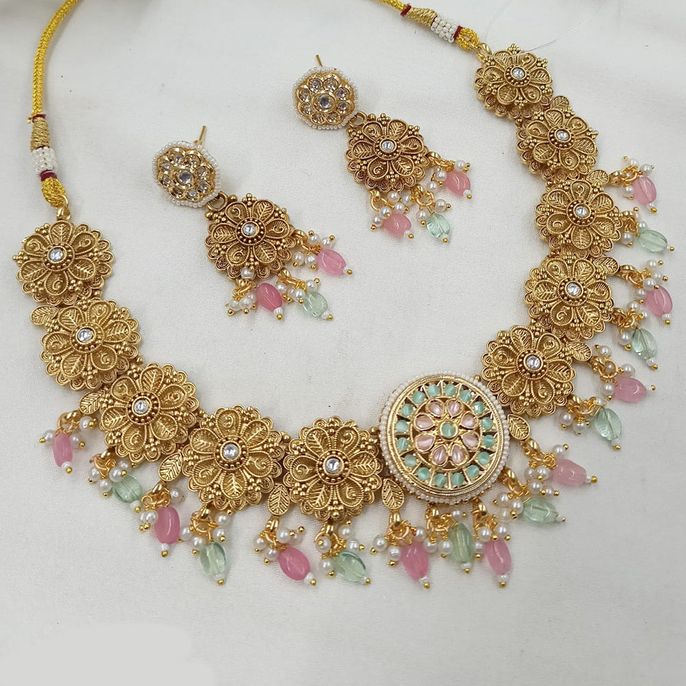 NAFJ Pota Stone Royal Blossom Antique Necklace Set