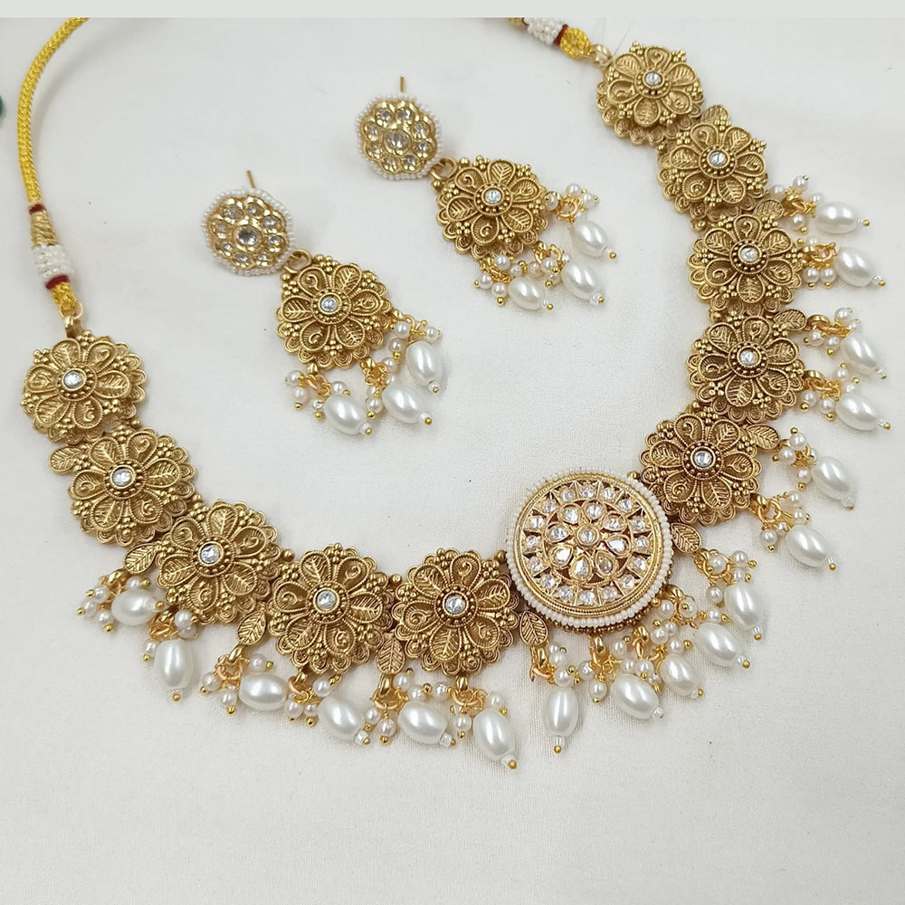 NAFJ Pota Stone Royal Blossom Antique Necklace Set