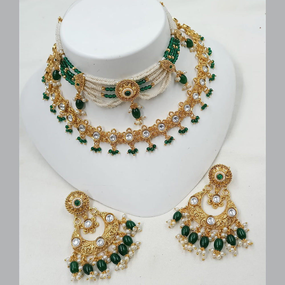 NAFJ Kundan Stone Royal Elegance Layered Necklace Set