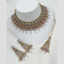 NAFJ Crystal Stone And Pearl Necklace Set Elegant Jewelery For All Festivals