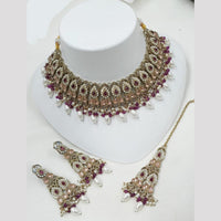 NAFJ Crystal Stone And Pearl Necklace Set Elegant Jewelery For All Festivals
