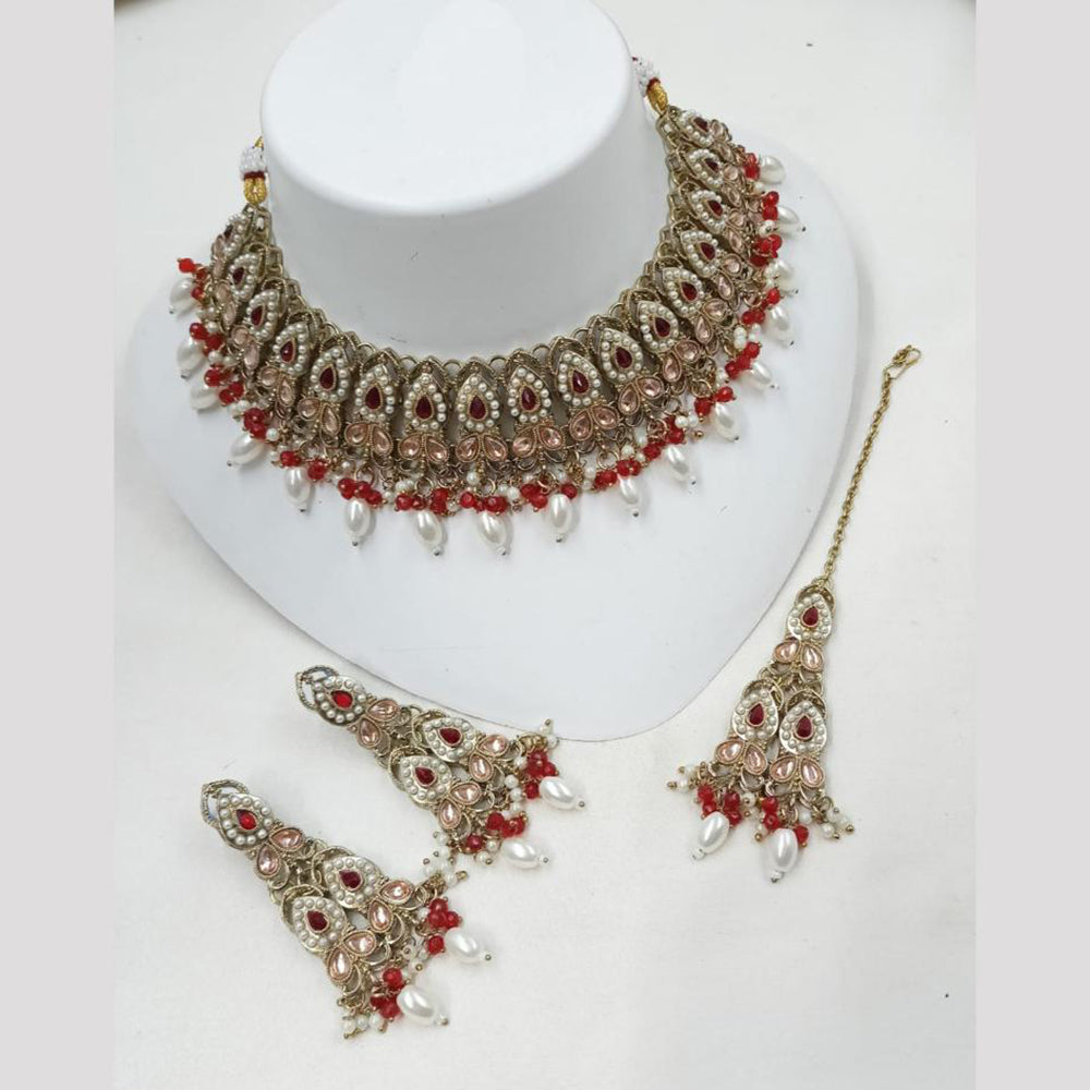 NAFJ Crystal Stone And Pearl Necklace Set Elegant Jewelery For All Festivals