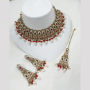 NAFJ Crystal Stone And Pearl Necklace Set Elegant Jewelery For All Festivals