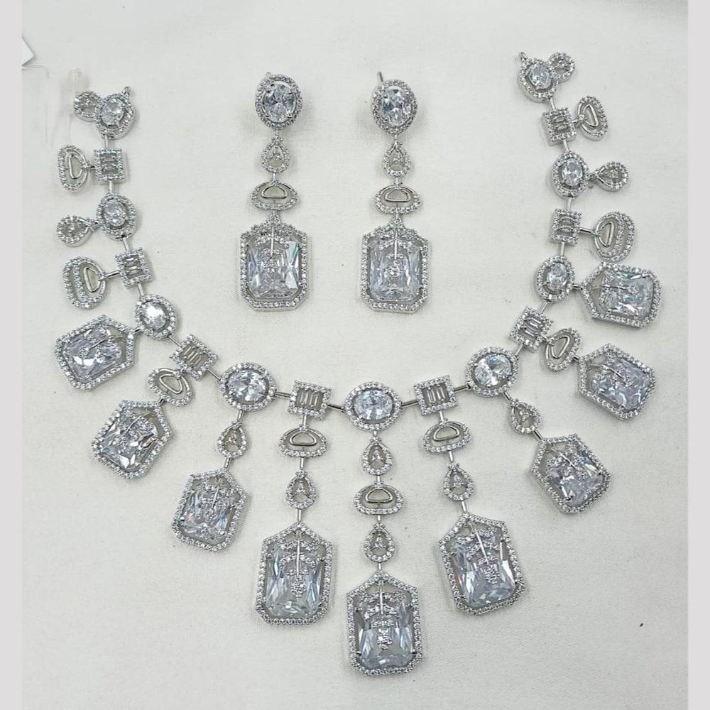 NAFJ Majestic Shine American Diamonds Necklace Set