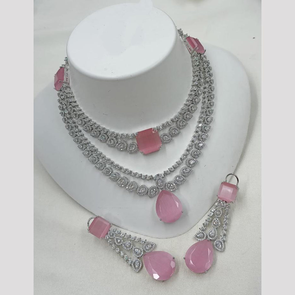 NAFJ Trendy American Diamonds For Glam Nights Necklace Set
