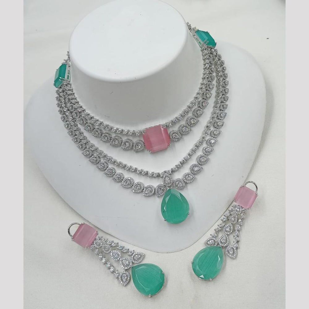 NAFJ Trendy American Diamonds For Glam Nights Necklace Set